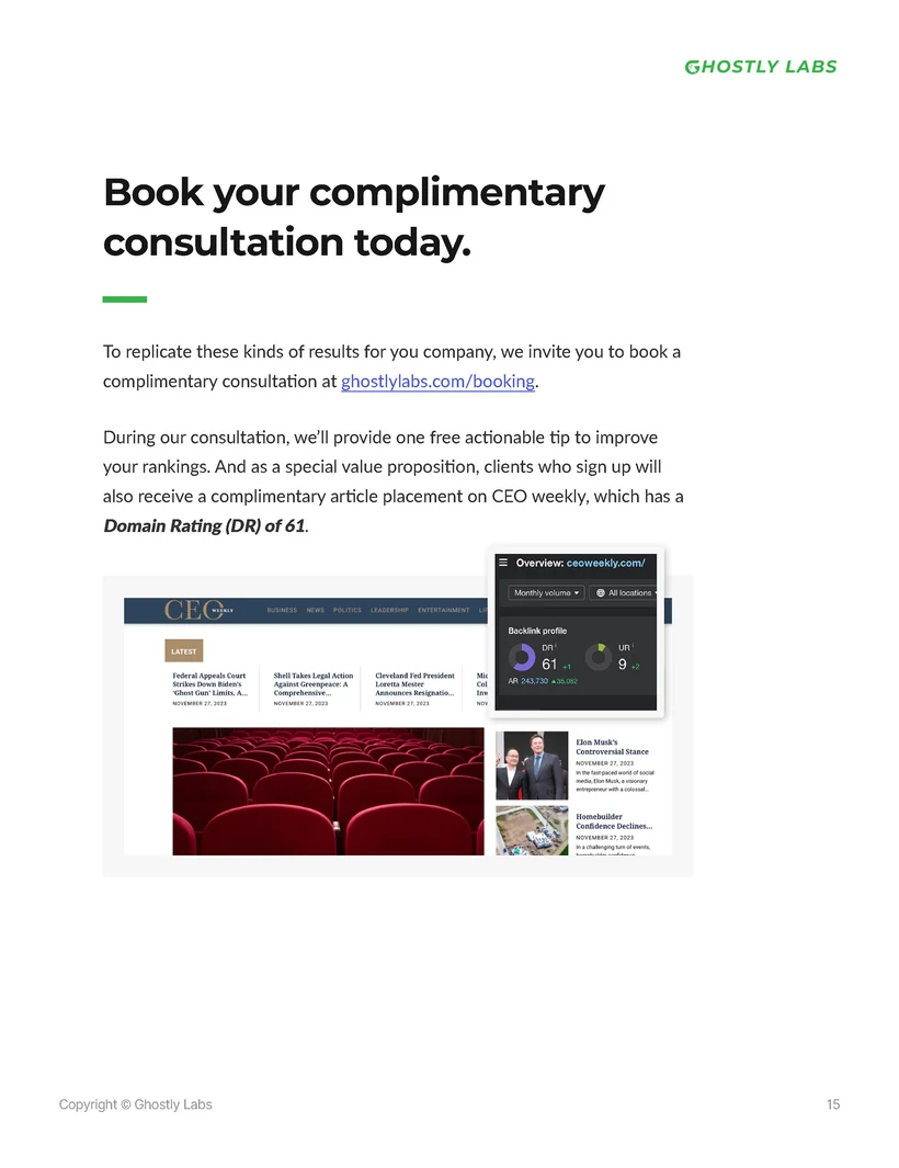 Ghostly Labs SEO case study page, 4 of 6