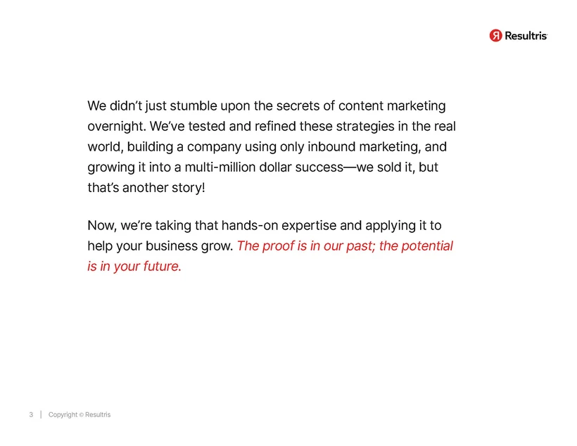 Resultris company overview page, 12 of 12
