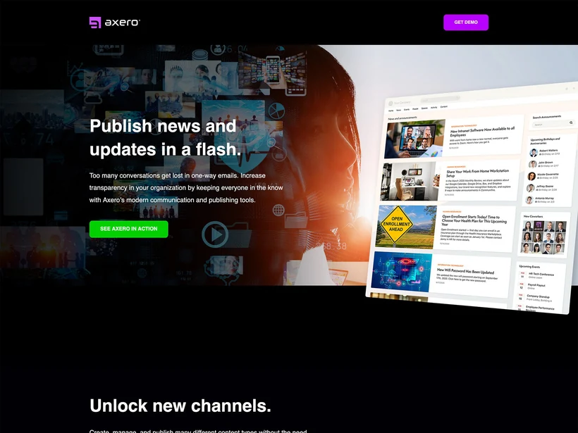 Axero image, CTA or landing page, 1 of 9
