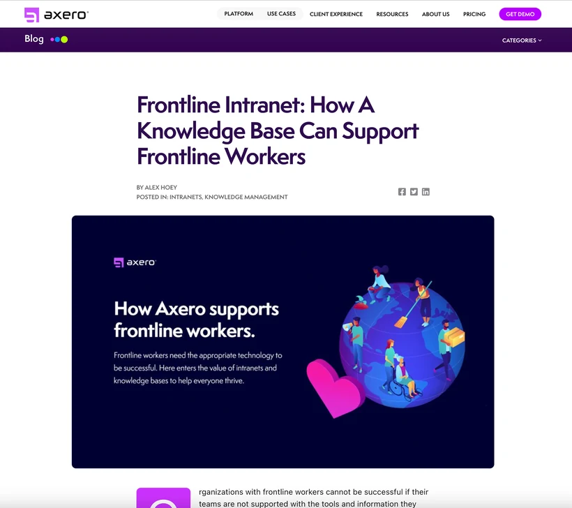 Axero image, CTA or landing page, 2 of 9