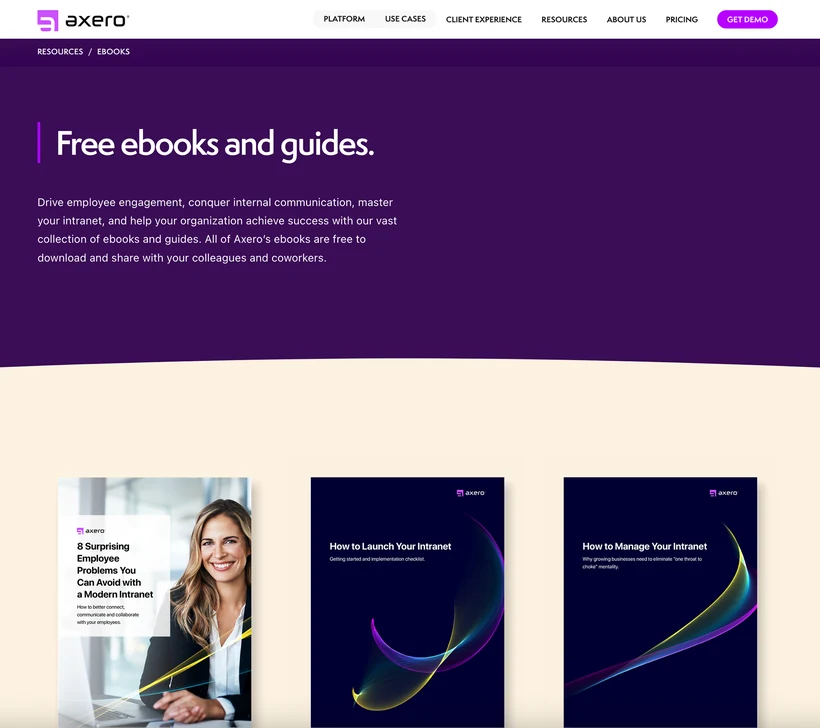 Axero image, CTA or landing page, 3 of 9