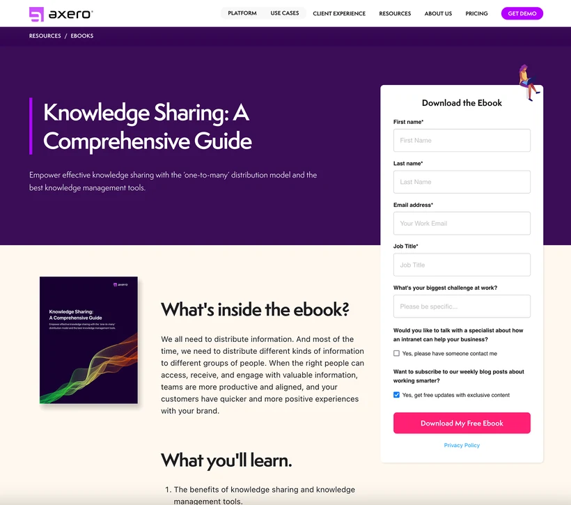 Axero image, CTA or landing page, 7 of 9