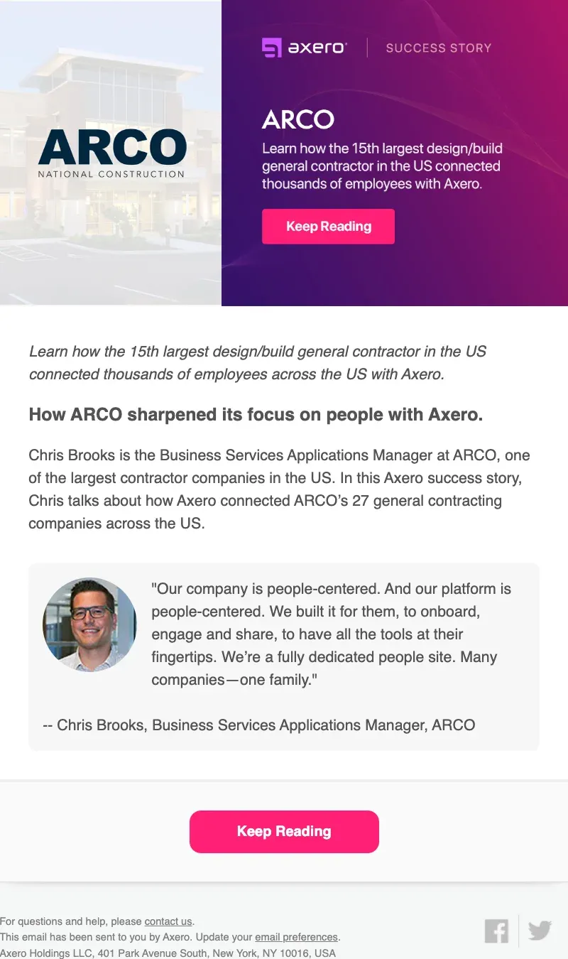 Axero email, 2 of 12
