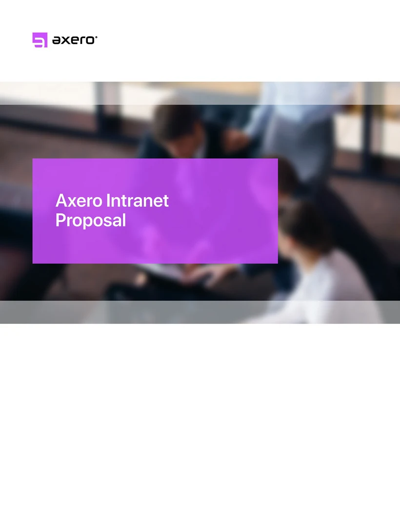 Axero proposal page, 1 of 12