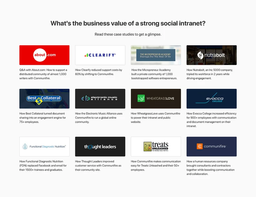 Axero product overview page, 11 of 15