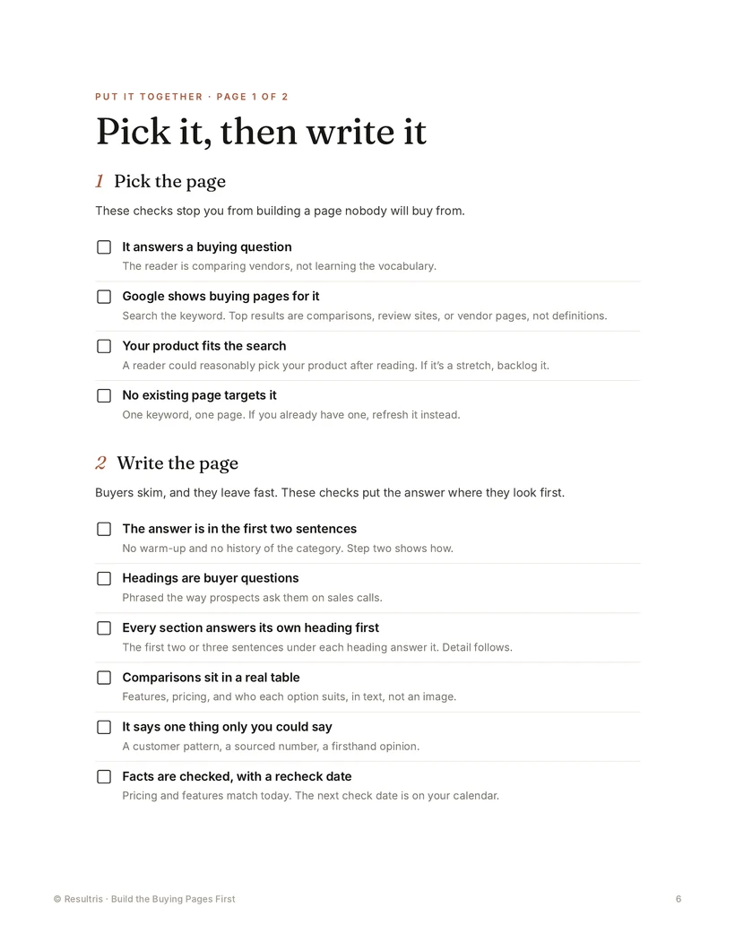 Build the Buying Pages First page, 3 of 4