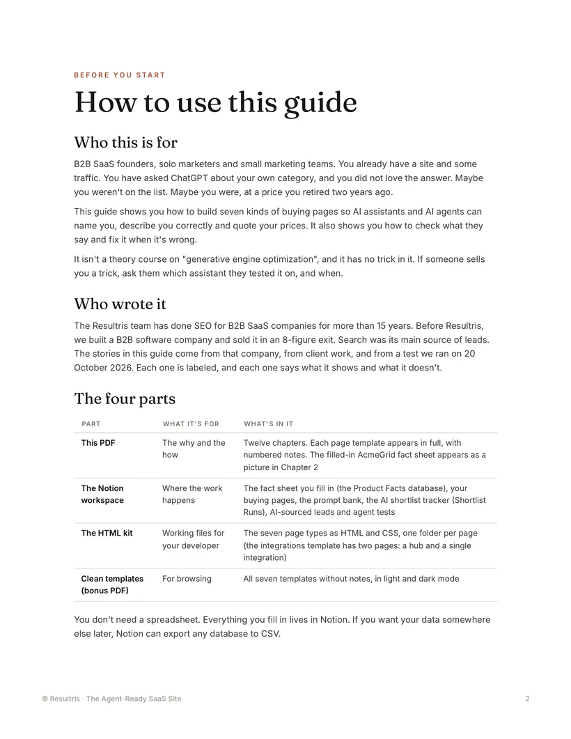 The Agent-Ready SaaS Site, page, 2 of 9