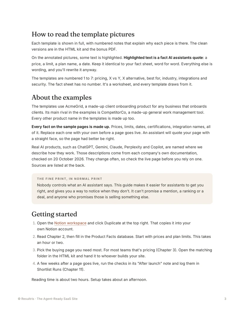 The Agent-Ready SaaS Site, page, 3 of 9